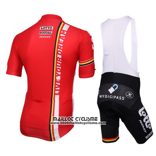2016 Maillot Ciclismo Lotto Soudal Blanc et Rouge Manches Courtes et Cuissard